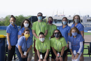 Masked group of volunteers