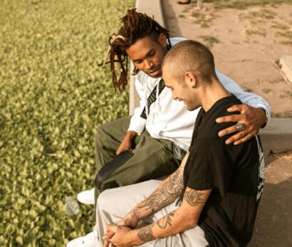 two men talking