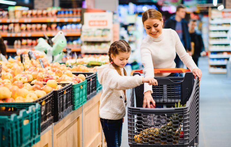 woman and child shopping